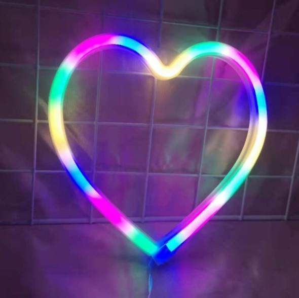 Neon LED Modeling Lamp Decoration Night Light, Power Supply: Battery or USB(Colorful  Love Heart)