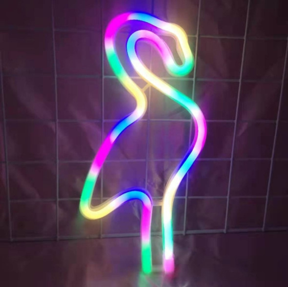 Neon LED Modeling Lamp Decoration Night Light, Power Supply: USB(Colorful Flamingo)