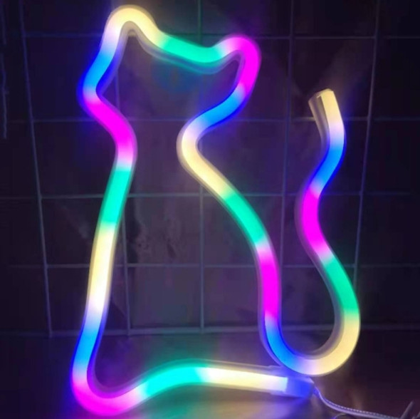 Neon LED Modeling Lamp Decoration Night Light, Power Supply: USB(Colorful Cat)