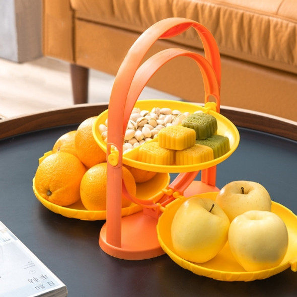 Household Double-Layer Portable Folding Fruit Tray(Kumquat Yellow)