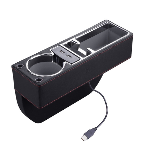 SUSISUN SNH010 Car Seat Gap Storage Box, Style:Positive Drive USB Charging(Black)