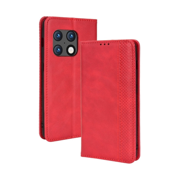 For OnePlus 10 Pro 5G Magnetic Buckle Retro Texture Leather Phone Case(Red)