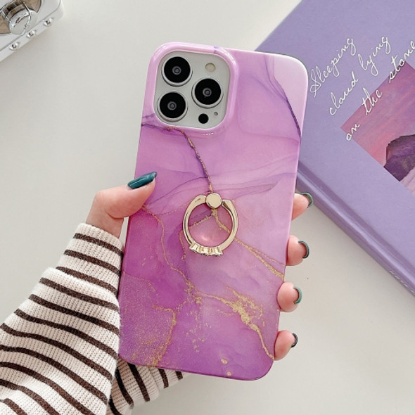 Ring Holder Glitter Marble Phone Case For iPhone 11 Pro(Purple Gold)