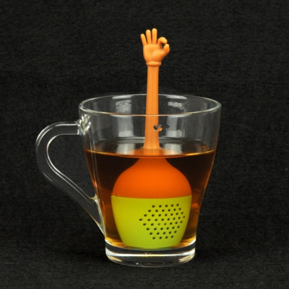 Funny Hand Gestures Tea Infuser Black Tea Strainer FDA Grade Silicone Loose Leaf Herbal Spice Holder Tea Brewing Tools (OK Gesture)