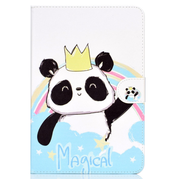 Colored Pattern Drawing Horizontal Flip PU Leather Case with Three-folding Holder for 10 inch Tablet PC(Crown of panda)