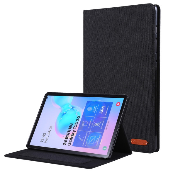 For Galaxy Tab S6 / T860 / T865 Cloth Teature Horizontal Flip PU Leather Case with with Holder & Card Slots & Pen Slot(Black)