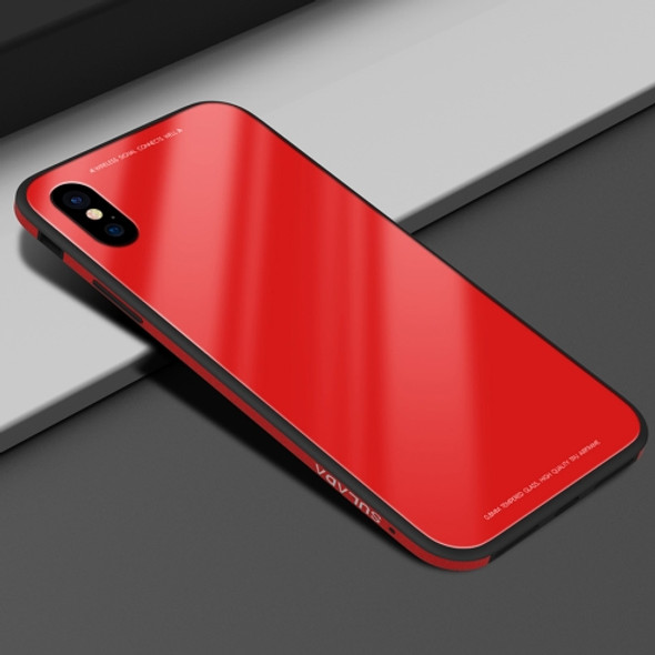 SULADA Metal Frame Toughened Glass Case for iPhone XS Max (Red)