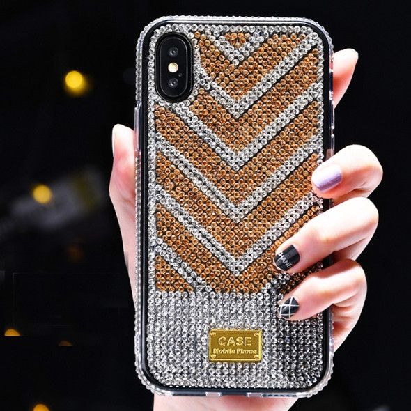 TPU + Epoxy Gradient Diamond Series Phone Protective Case for iPhone XS Max(Gold)