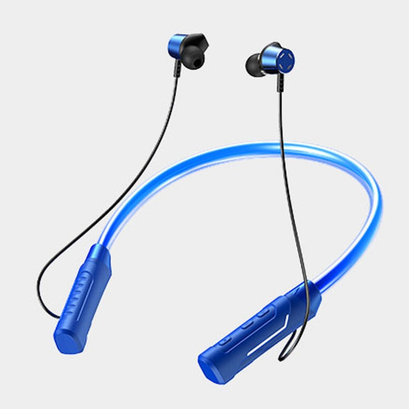 JG4 Flashing LED Neck-mounted Stereo Bluetooth Wireless Earphone(Blue)