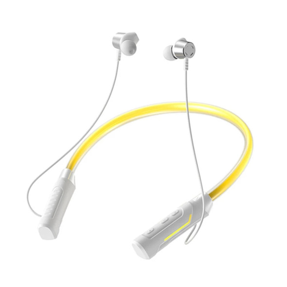 JG4 Flashing LED Neck-mounted Stereo Bluetooth Wireless Earphone(White)