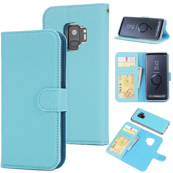 For Samsung Galaxy S9 Cross Texture Detachable Leather Phone Case(Blue)