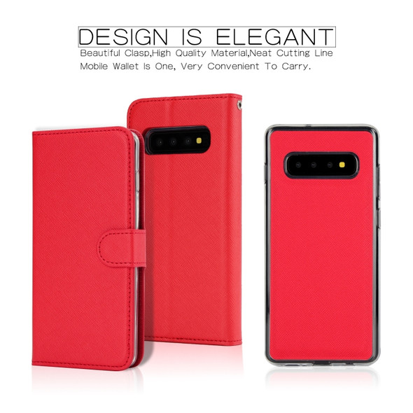 For Samsung Galaxy S10+ Cross Texture Detachable Leather Phone Case(Red)