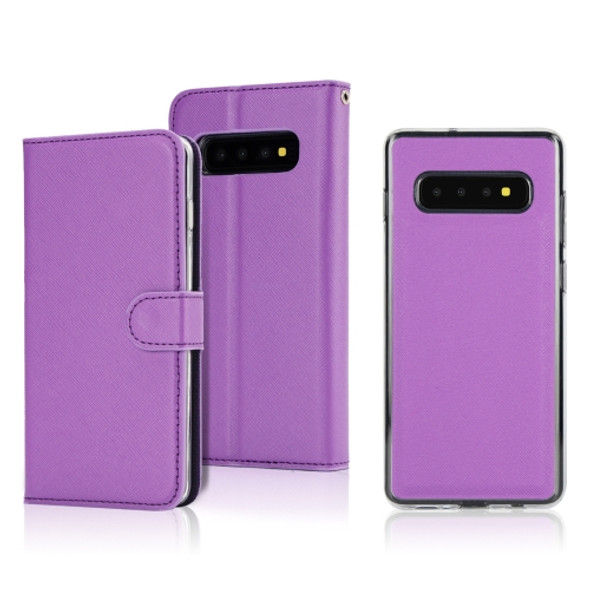 For Samsung Galaxy S10+ Cross Texture Detachable Leather Phone Case(Purple)