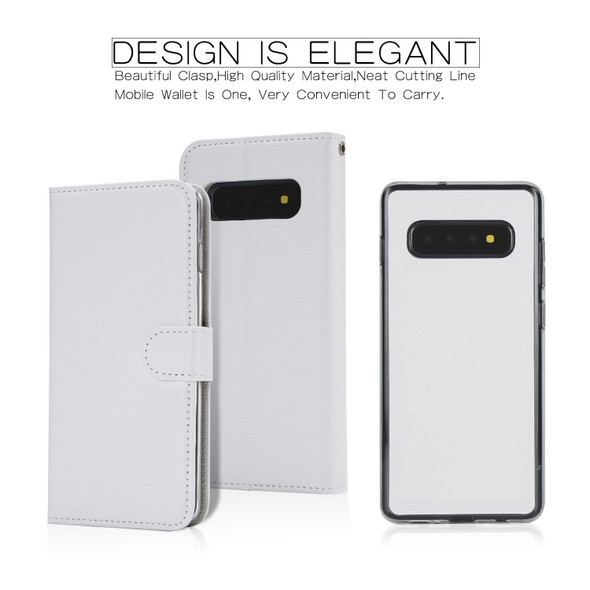 For Samsung Galaxy S10 Cross Texture Detachable Leather Phone Case(White)