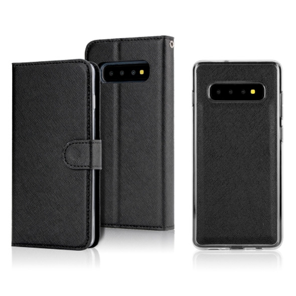For Samsung Galaxy S10 Cross Texture Detachable Leather Phone Case(Black)