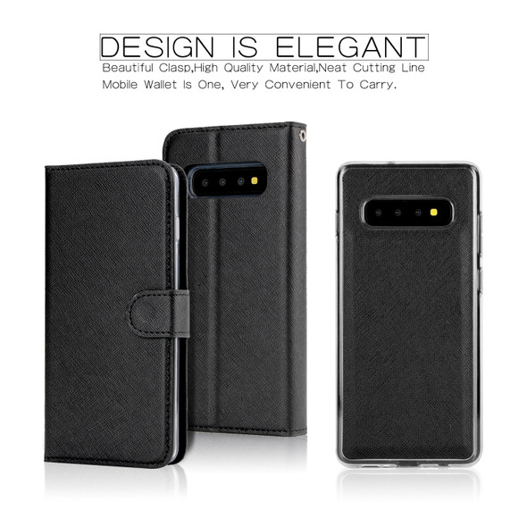 For Samsung Galaxy S10 Cross Texture Detachable Leather Phone Case(Black)