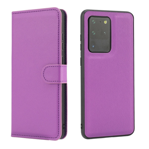 For Samsung Galaxy S20 Ultra Cross Texture Detachable Leather Phone Case(Purple)
