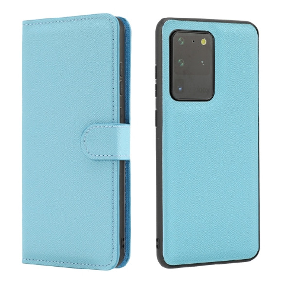 For Samsung Galaxy S20 Ultra Cross Texture Detachable Leather Phone Case(Blue)