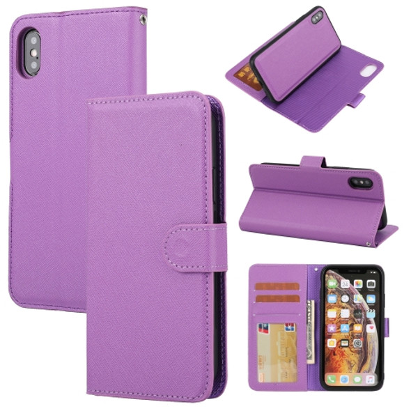 Cross Texture Detachable Leather Phone Case For iPhone XS Max(Purple)