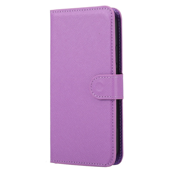 Cross Texture Detachable Leather Phone Case For iPhone XS Max(Purple)