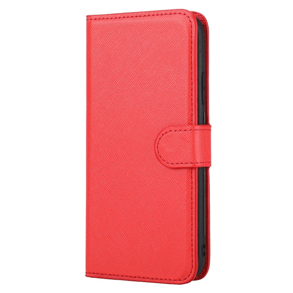 Cross Texture Detachable Leather Phone Case For iPhone XR(Red)