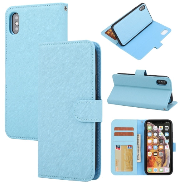 Cross Texture Detachable Leather Phone Case For iPhone XS Max(Blue)