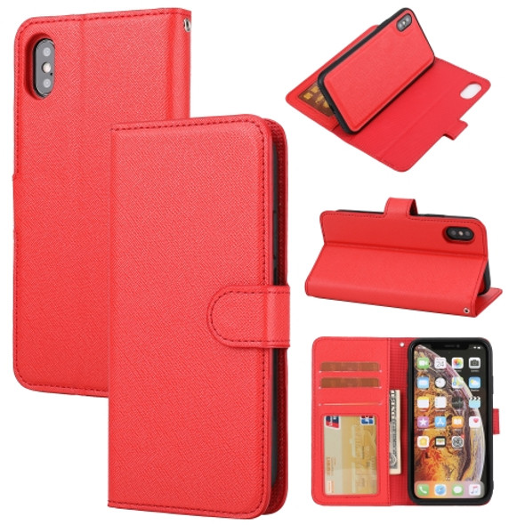Cross Texture Detachable Leather Phone Case For iPhone XS Max(Red)