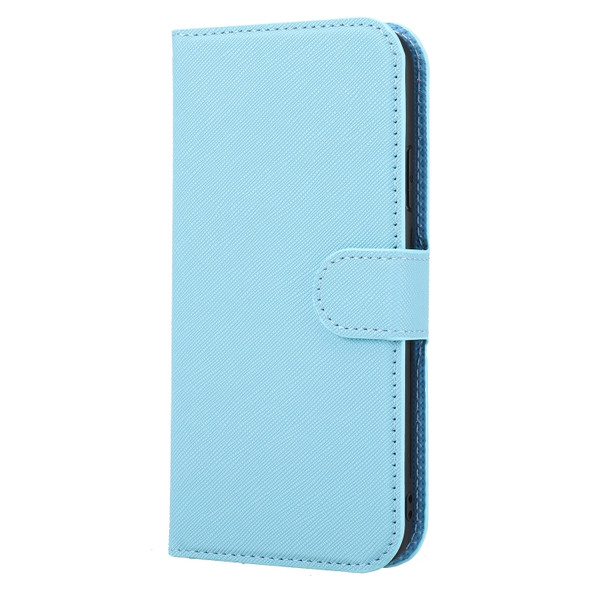 Cross Texture Detachable Leather Phone Case For iPhone XR(Blue)