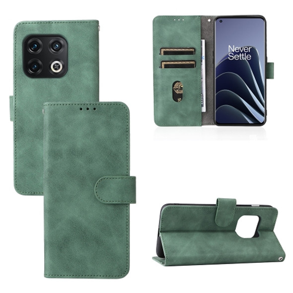 For OnePlus 10 Pro 5G Skin Feel Magnetic Buckle Calf Texture PU Phone Case(Green)