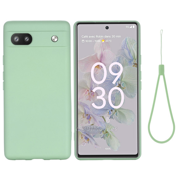 For Google Pixel 6a Pure Color Liquid Silicone Phone Case(Green)