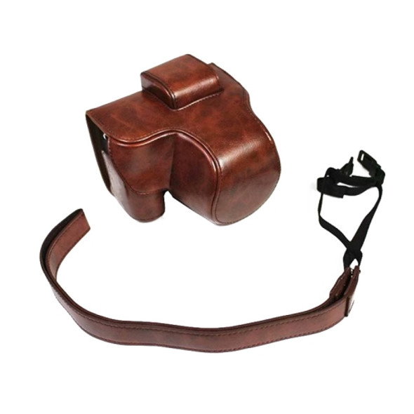 PU Leather Camera Full Body Case Bag with Strap for FUJIFILM X-S10 (15-55mm Lens) (Coffee)