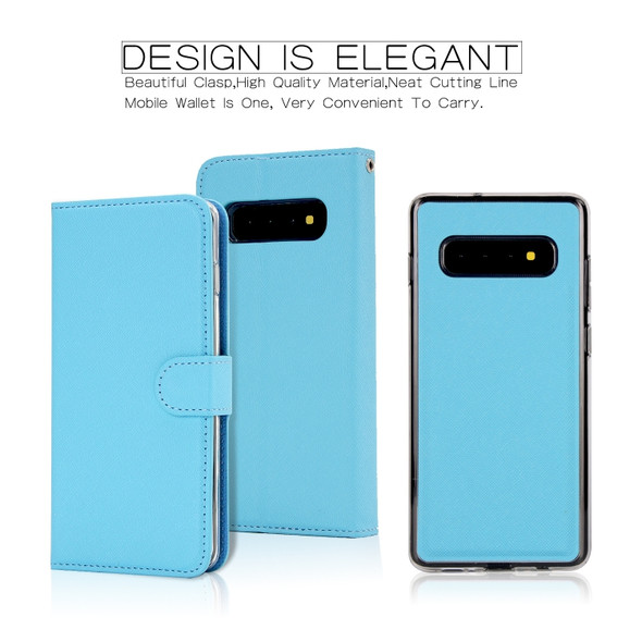 For Samsung Galaxy S10 Cross Texture Detachable Leather Phone Case(Blue)