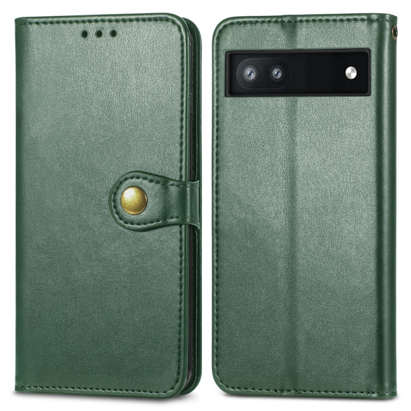 For Google Pixel 6a Solid Color Leather Buckle Phone Case(Green)