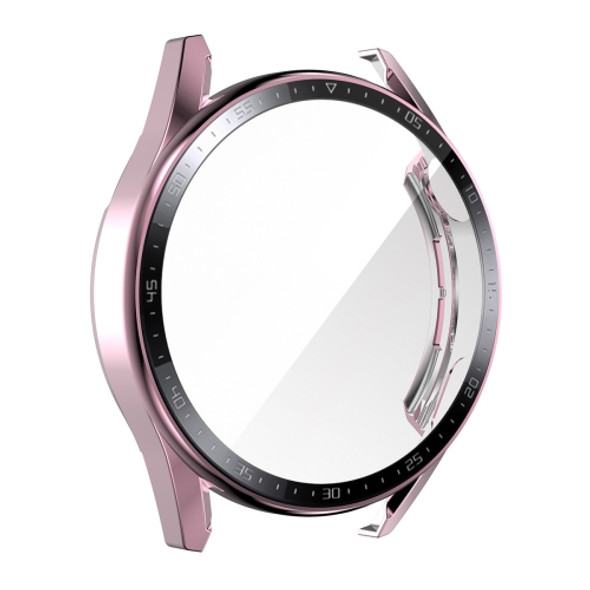 For Huawei Watch GT 3 46mm ENKAY PC Frame + Tempered Glass Protector Case With Scale(Pink)