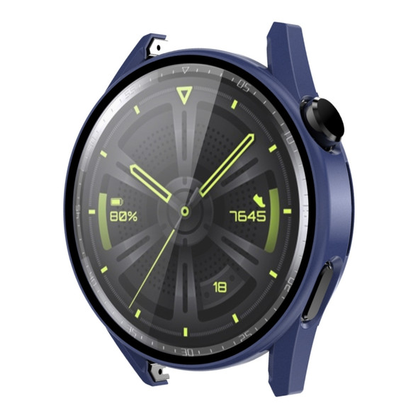 For Huawei Watch GT 3 46mm ENKAY Matte PC Frame + Tempered Glass Protector Case(Dark Blue)