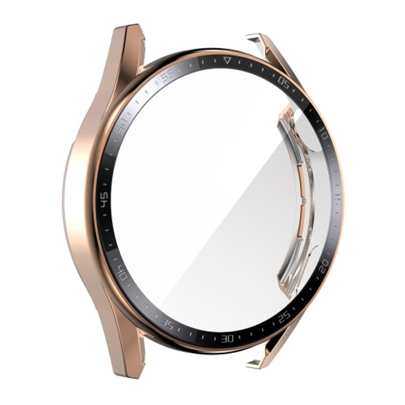 For Huawei Watch GT 3 46mm ENKAY PC Frame + Tempered Glass Protector Case With Scale(Rose Gold)