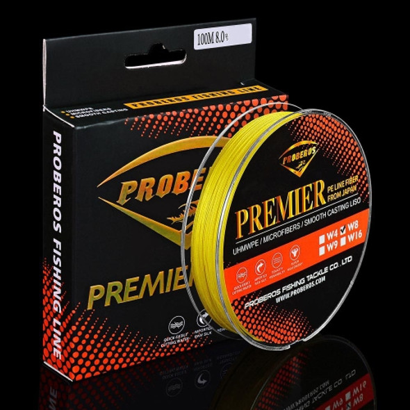 PROBEROS 8 Edited 100M Majestic Horse Fish Line, Line number: 0.8 / 10LB(Yellow)