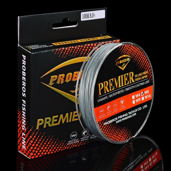 PROBEROS 8 Edited 100M Majestic Horse Fish Line, Line number: 1.0 / 15LB(Grey)