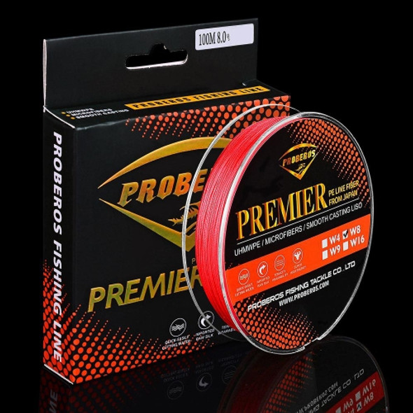 PROBEROS 8 Edited 100M Majestic Horse Fish Line, Line number: 6.0 / 70LB(Red)