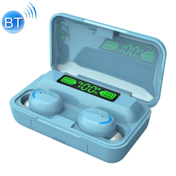 F9-5C Macaron Series LED Light + Digital Display Noise Reduction Bluetooth Earphone(Baby Blue)