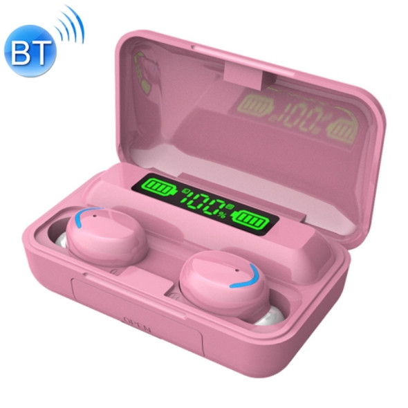 F9-5C Macaron Series LED Light + Digital Display Noise Reduction Bluetooth Earphone(Pink)