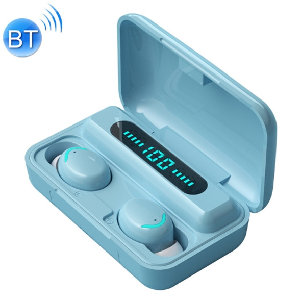 F9-5C Macaron Series Four-bar Breathing Light + Digital Display Noise Reduction Bluetooth Earphone (Baby Blue)