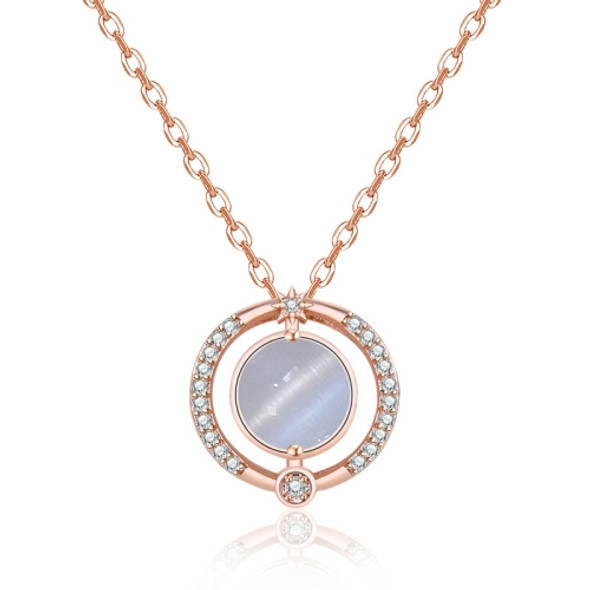 2 PCS A211 Ladies Moonlight Opal Pendant Clavicle Necklace(Rose Gold  With Chain)