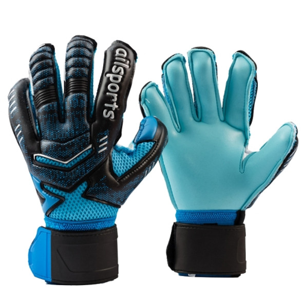 Ailsports ST5511 1 Pair Goalkeeper Thicken Latex Fingers Protection Gloves, Size: 10(Blue)