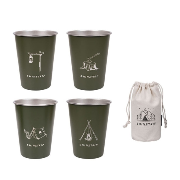 Shinetrip A403 4 PCS / Set Outdoor 304 Stainless Steel Coffee Cup(Green)