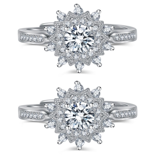 2 PCS Ladies Moissanite Snowflake Diamond Open Adjustable Ring(J186)