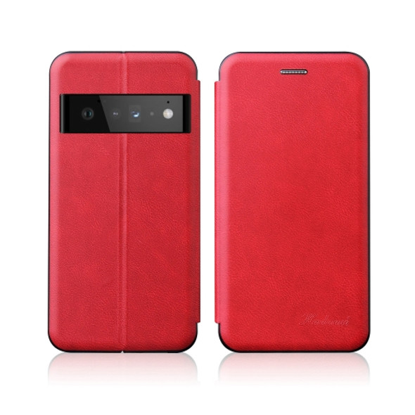 For Google Pixel 6A Integrated Retro Texture Magnetic Card Holder Leather Case(Red)