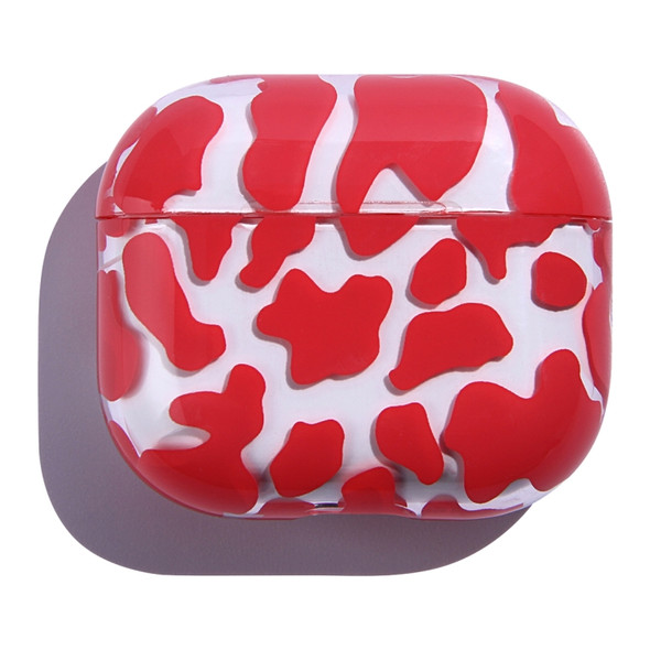 Transparent Cow Series Earphone PC Protective Case For AirPods Pro(Red)