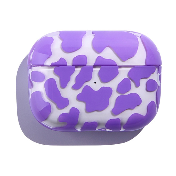 Transparent Cow Series Earphone PC Protective Case For AirPods Pro(Purple)