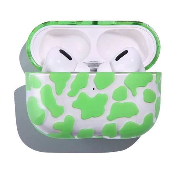 Transparent Cow Series Earphone PC Protective Case For AirPods Pro(Fluorescent Green)